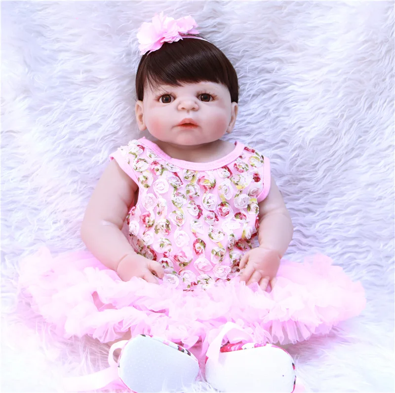 

Full Body Silicone Reborn Baby Doll Toy 55cm Reborn Babies Dolls Lifelike Child Birthday gift bebe girl reborn bonecas