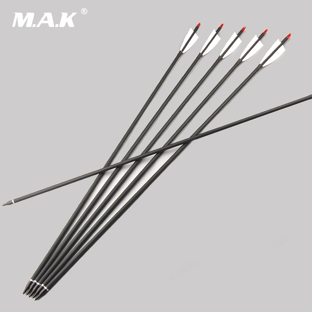 

30 Inches Carbon Arrow Spine 500 for Compound and Recurve Bow Outdoor Archery Hunting Shooting Sports