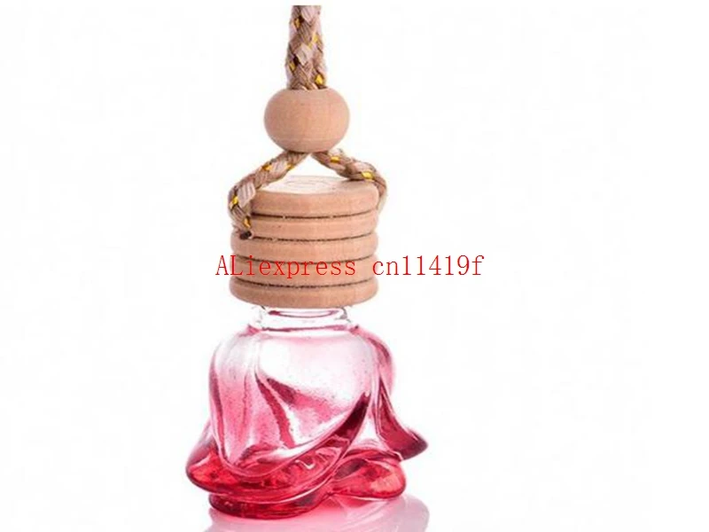 colorful 6ML crystal shape hanging car perfume glass bottle hanging decoration bottle car hanging accessories perfume bottle