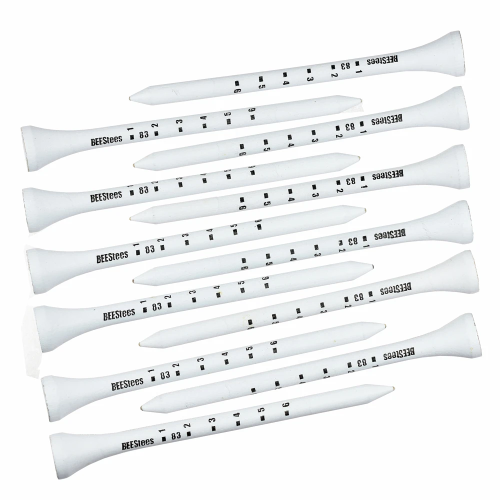 화이트 우드 스트라이프 디지털 스케일 골프 티, 골프 트레이닝 보조기구, 전문 시스템, 40 개, 83mm