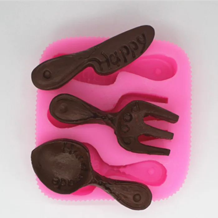 Spoon knife fork chocolate mould fumigation gypsum pendulum die silicone mold P846