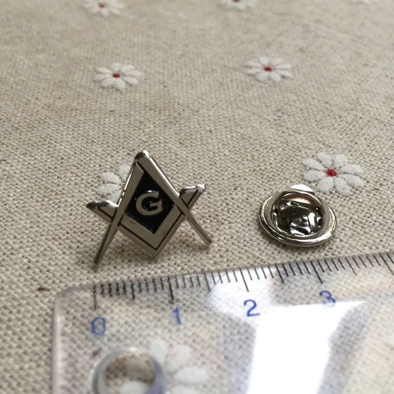 10pcs Masonic Square and Compass with G Lapel Pin Nickel Plated Metal Craft Badge Gift Lodge Masons Brooches Freemason