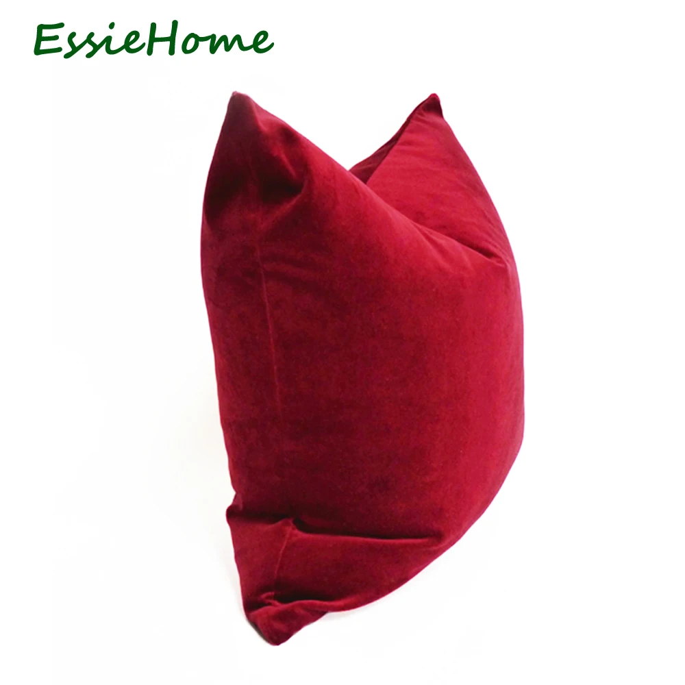 ESSIE HOME High End Cotton Matte Velvet Red Velvet Cushion Cover Pillow Case Lumber Pillow Case