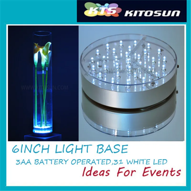 

Super bright!! Kitosun Uplighter 3AA Battery Operated 6inch White LED Vase Light Base for Wedding Centerpiece