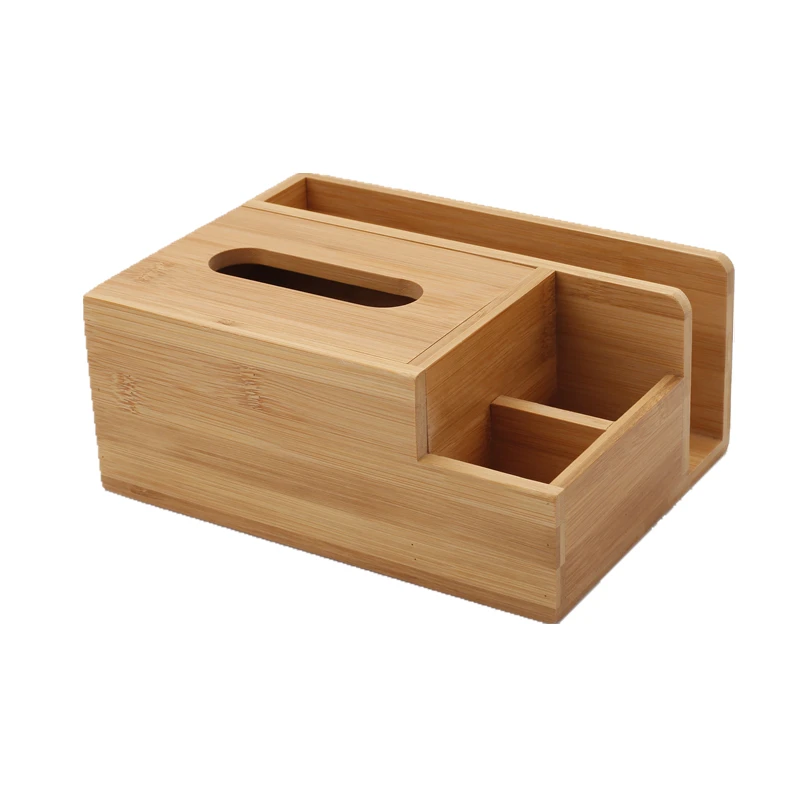 Multifunctional Bamboo Tissue Box, Simple Tray, Home Nordic Desktop Remote Control Cosmetic Storage Box