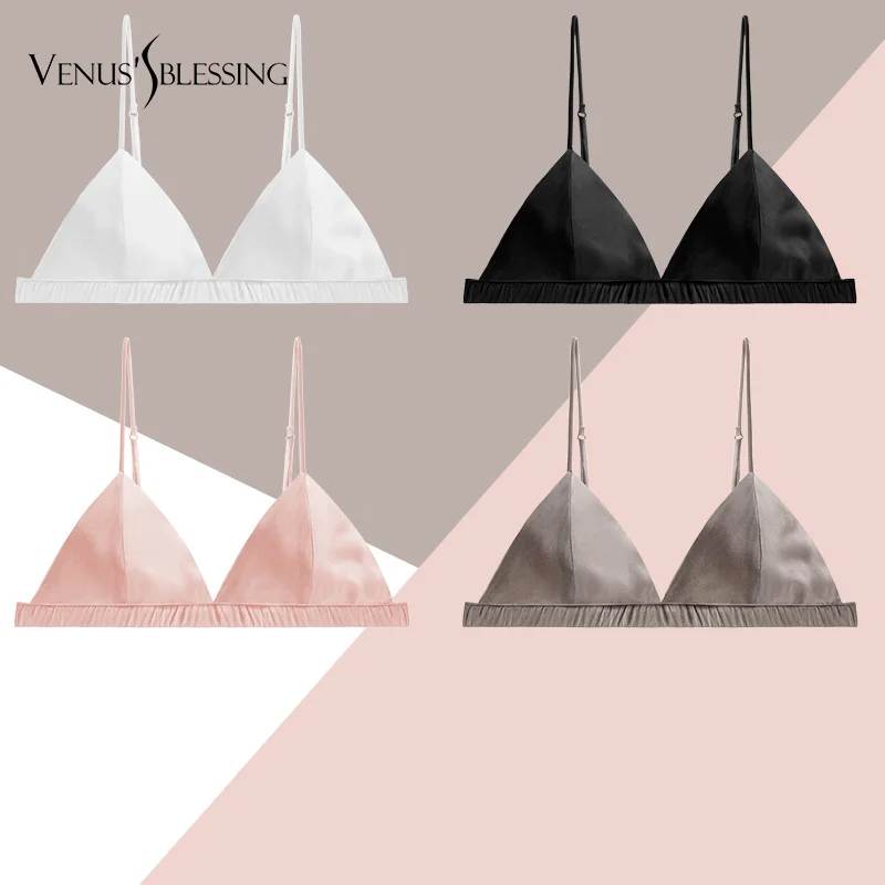 Soft Silk Bralette smooth Comfortable Wireless Women Bra Sexy Ladies Bras Triangle Lace Bralette Brassiere For Women Crop Top