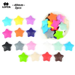 LOFCA 3pcs Star Shape Silicone beads Loose Beads For Food Grade Silicone Teething Necklace Silicone Loose Beads BPA Free