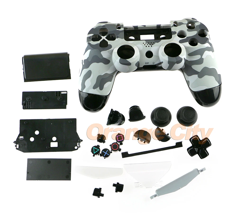 Camouflage full housing shell case cover With Full Small Keys Conductive Parts For PS4 wireless Controller 5pcs/lot