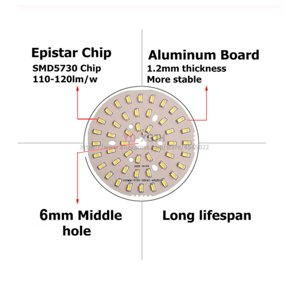 Line Pure White/Natural /Warm White 5730 LED PCB 3W 7W 12W 32mm 40mm 44mm 58mm 60mm 78mm 85mm Light Source for 5W 48MM Led Bulb