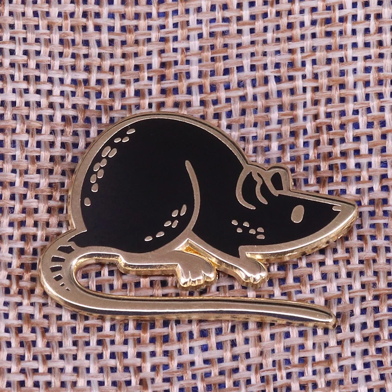 Black mouse enamel pin hooded rat brooch cute pet badge funny animal jewelry kids gift unisex shirt jacket accessory