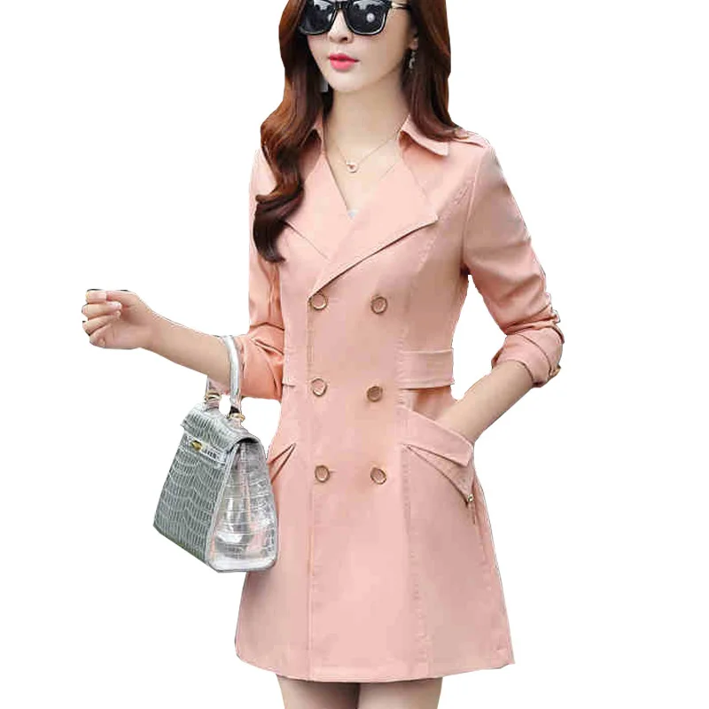 

add new Women's Double Button Trench Women Long Classic Windbreaker Trench Coat Spring Autumn Outwear Office Lady Fashion Coat