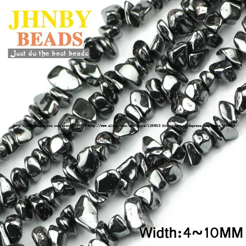 JHNBY AAA Black Hematite Irregular Gravel beads Natural Stone beads 40cm 15\'\' strand Jewelry accessories bracelet making DIY