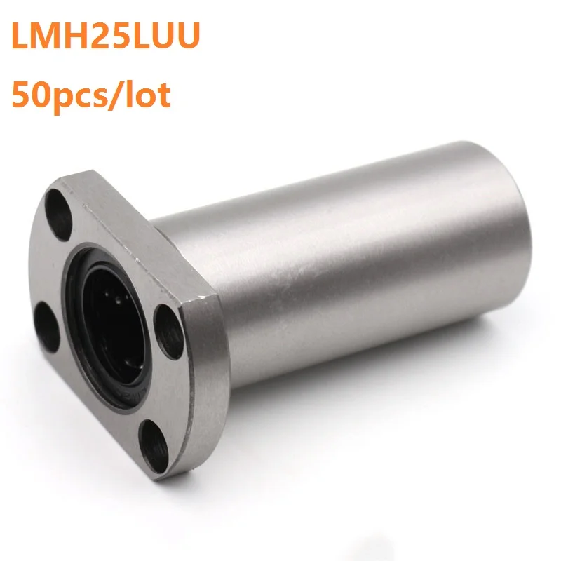 

50pcs/lot LMH25LUU Long Type Oval Flange linear motion ball bearing bushing for CNC 3D printer Linear Rod