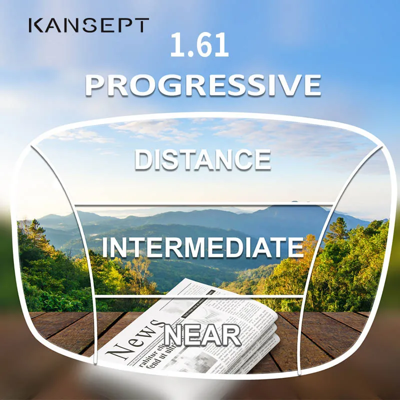 KANSEPT 1.61 Index Progressive Lenses Free Form Multifocal Aspheric Resin Optical Prescription Brand Eye Glasses Lenses