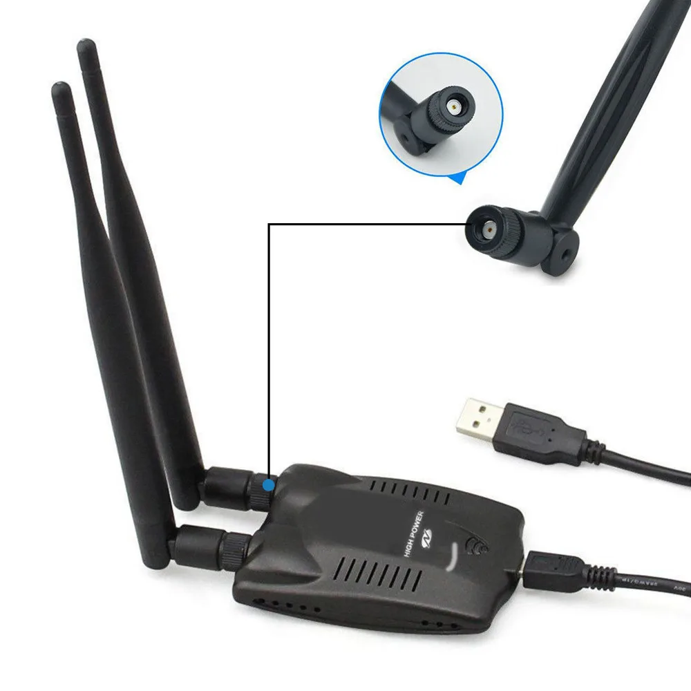 Daya Tinggi 2 Antena 6dBi USB Wireless Wi-fi Adaptor 150 Mbps 802.11 B/G/N