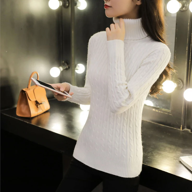 PEONFLY balck Turtleneck Women Autumn Warm Cashmere Sweater Women Pullovers Jumper Knit Sweater Female Pull Femme Burgundy