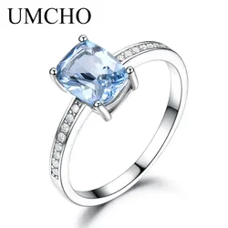UMCHO Genuine 925 Sterling Silver Rings For Women Nano Sky Blue Topaz Ring Wedding Romantic Engagement Jewelry New 2025
