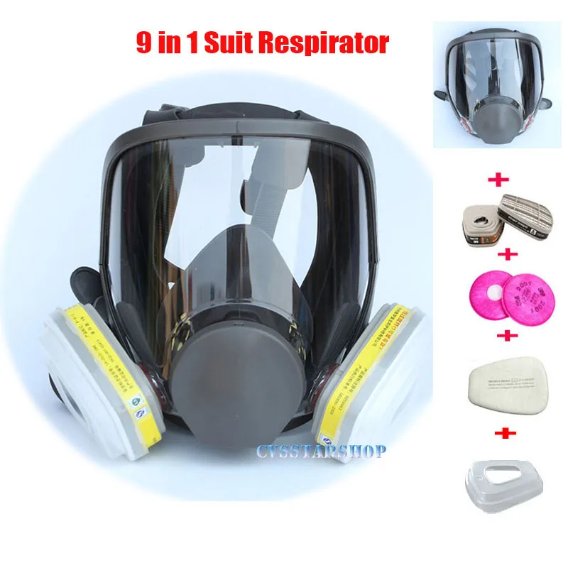 Industry Painting Spraying Full Face Gas Mask Same For 3M6800 Chemcial Dust Mask Respirator With Lens Protective Film