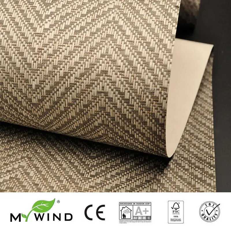 2019 MY WIND Grasscloth Wallpapers Luxury Natural Material Innocuity 3D Paper Weave Design Wallpaper In Roll Decor wandbekleding