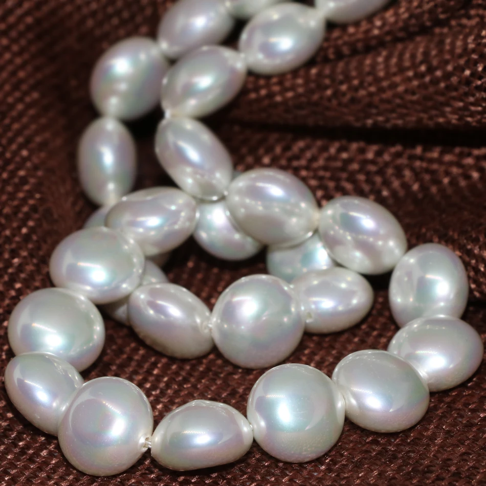 

High quality natural white shell pearl round flat coin beads 12mm women charming party wedding gifts jewelry making 15inch B2279