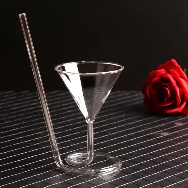 Creative Straw Spiral Cocktail Glass High Cocktail Glass Personality Vampire Cup