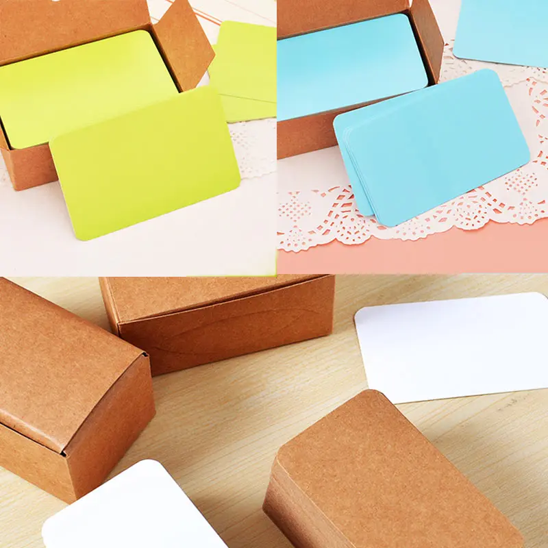 100pcs Vintage Blank Card DIY Greeting Cards Graffiti Word Cards Wedding Party Gift Thick Kraft Paper Postcards 8.9x5.2cm Escort