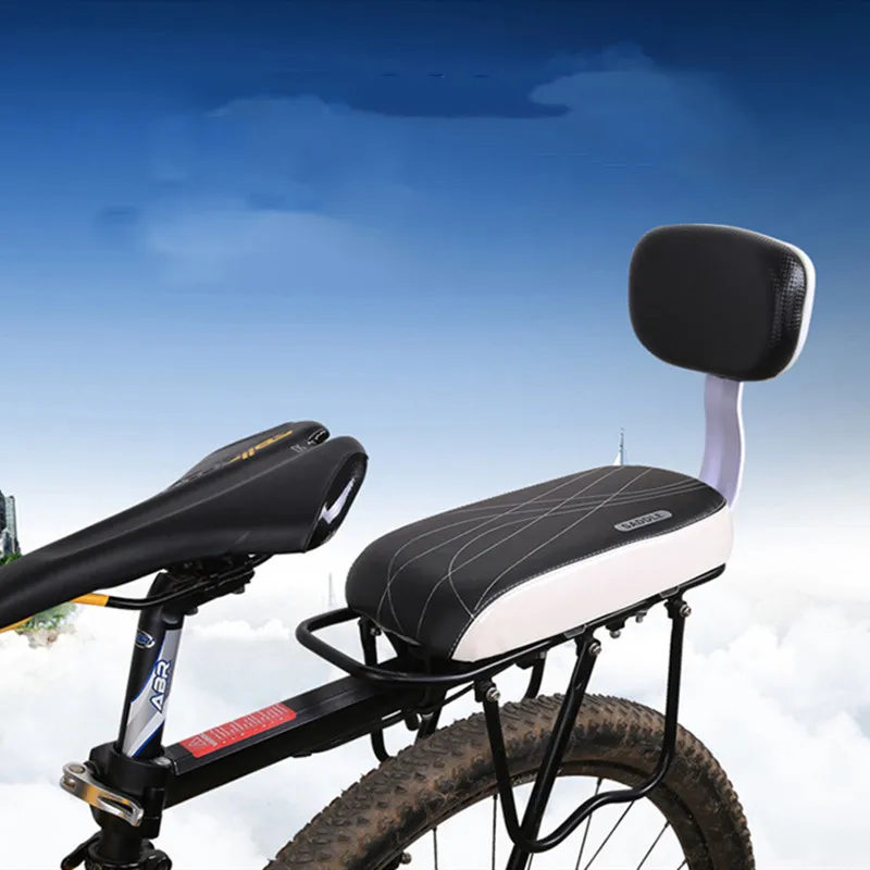 Asiento trasero de bicicleta para niños, asiento de bicicleta de montaña, de cuero PU, suave, con respaldo