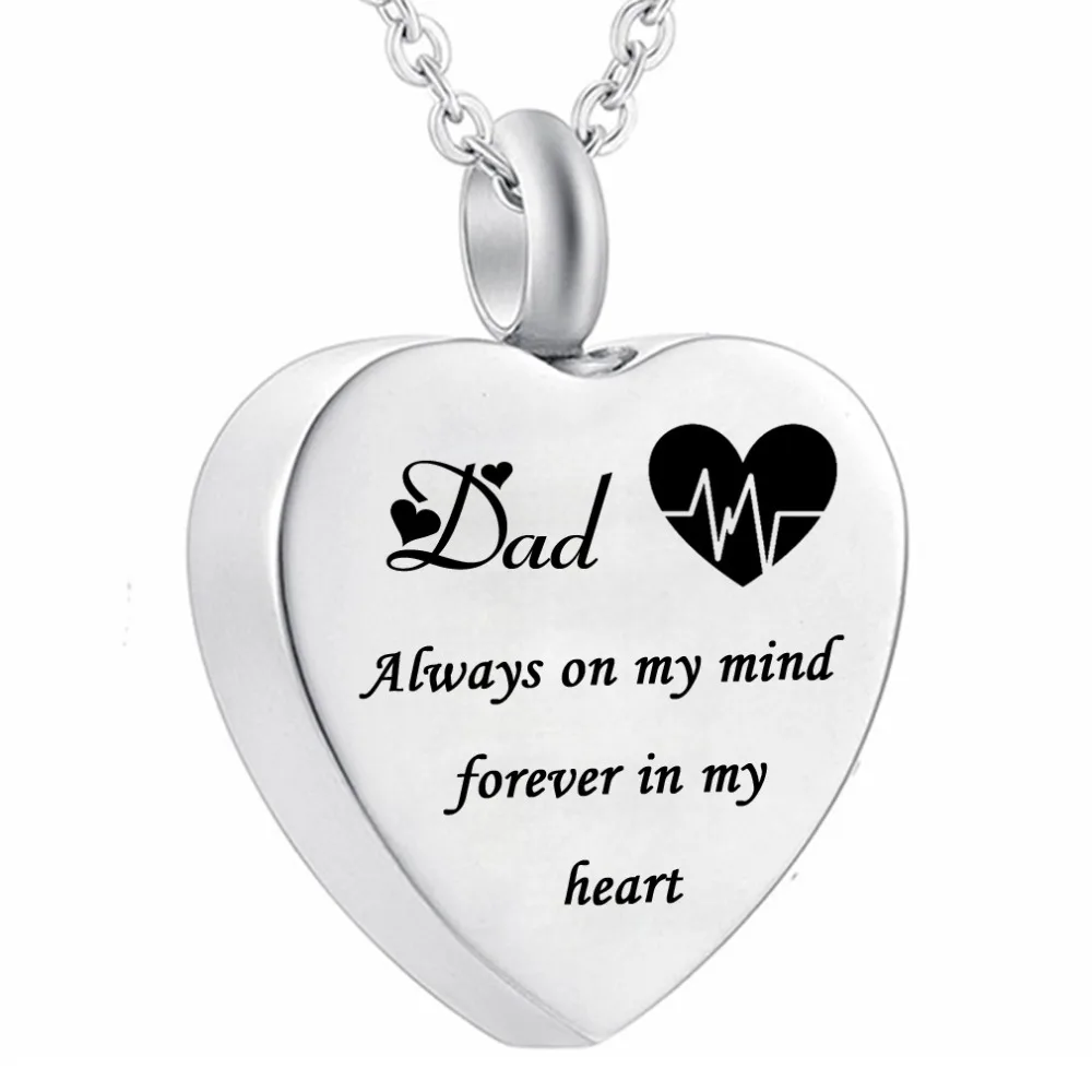 Electrocardiogram Pendant Cremation Urn  Jewelry Dad Always on My Mind Forever in My Heart Memorial Urn Necklace Ashes Keepsake