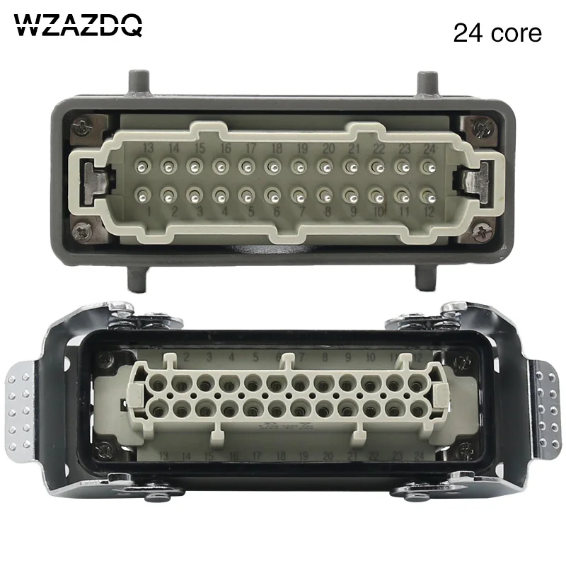 WZAZDQ Rectangular Heavy Duty Connector HDC- HE-024 Core Industrial Waterproof Aviation Plug Socket 16A 500V