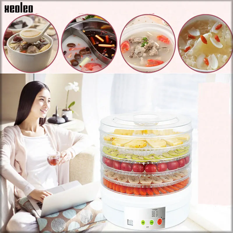 XEOLEO Food Dehydrator 5 Layers Fruit Drying Machine Food Dehydration Dryer Household White Fruit/Vegetable Dryer Processor