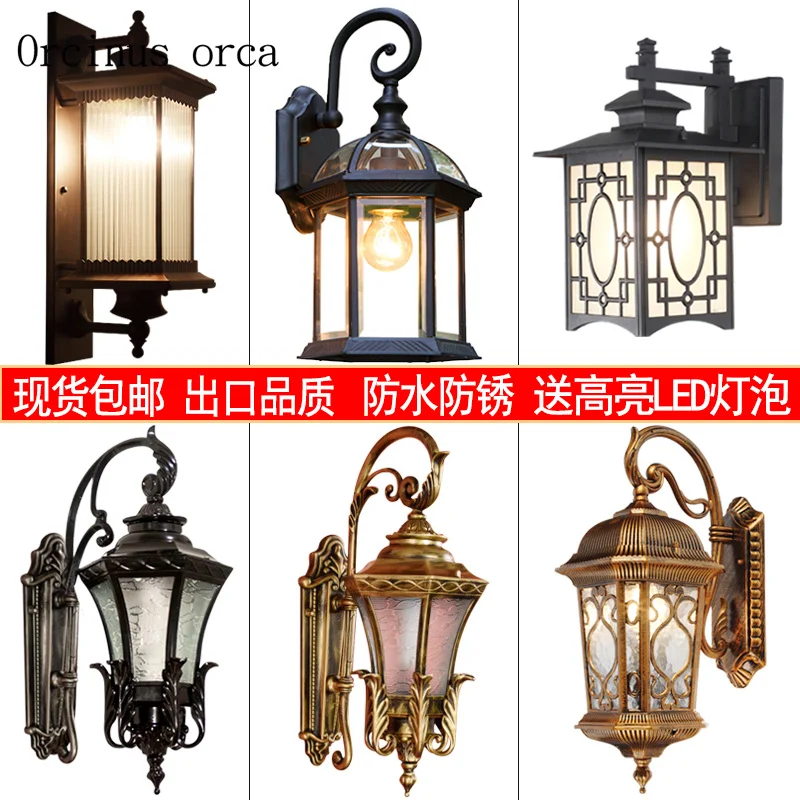 European retro outdoor wall lamp patio balcony corridor American copper LED creative waterproof wall lamp free shipping