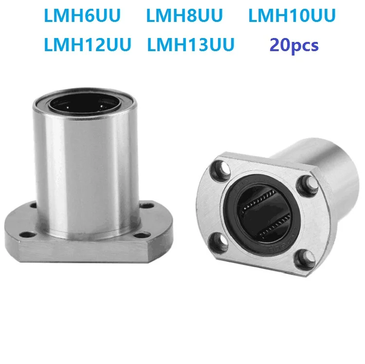 

20pcs/lot LMH6UU LMH8UU LMH10UU LMH12UU LMH13UU Oval Flange type linear ball bearing bushing CNC router parts LMH