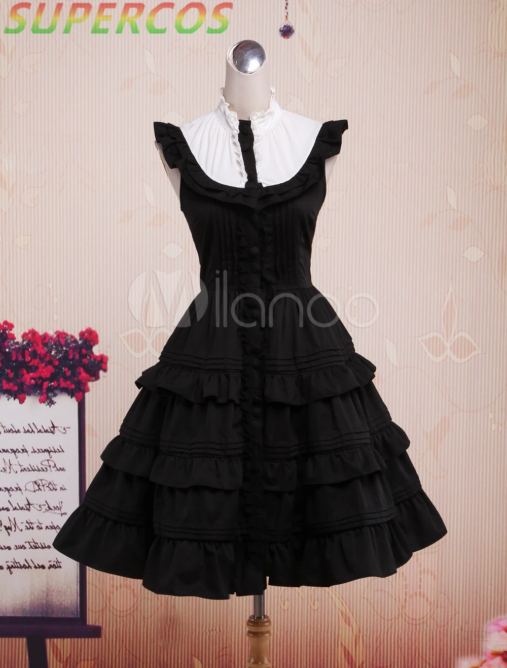 

Free shipping! New Arrivals! High quality! Cute Black Sleeveless Cotton Lolita One-Piece Dress