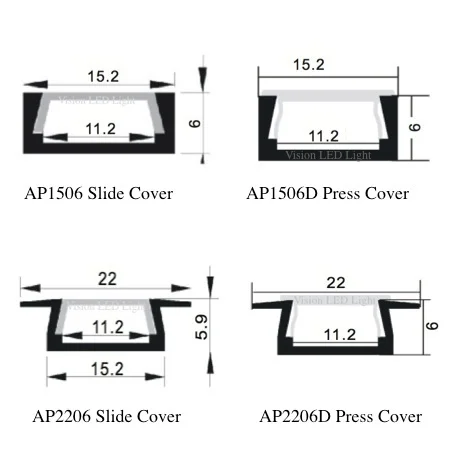 80M(40pcs) a Lot, 2M Per Piece LED Strip Aluminum Housing AP1506-2M With Milky Diffuse Or Clear Cover