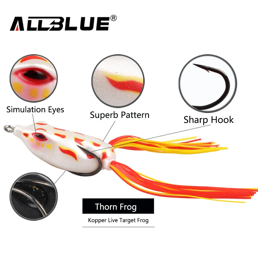 ALLBLUE High Quality Kopper Live Target  Frog Lure 50mm/6g Topwater Simulation Frog Snakehead Lure Fishing Lure Soft Bass Bait