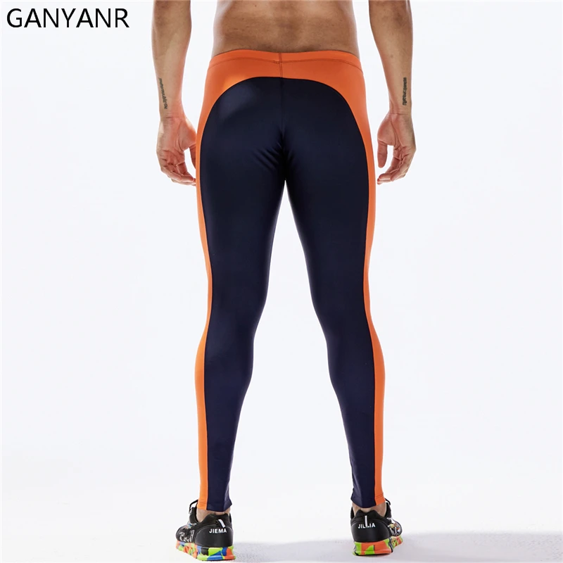 GANYANR Running Tights Men Yoga Basketball Gym Leggings Sport Fitness Athletic Skins Jogging Long Training Compression Pants