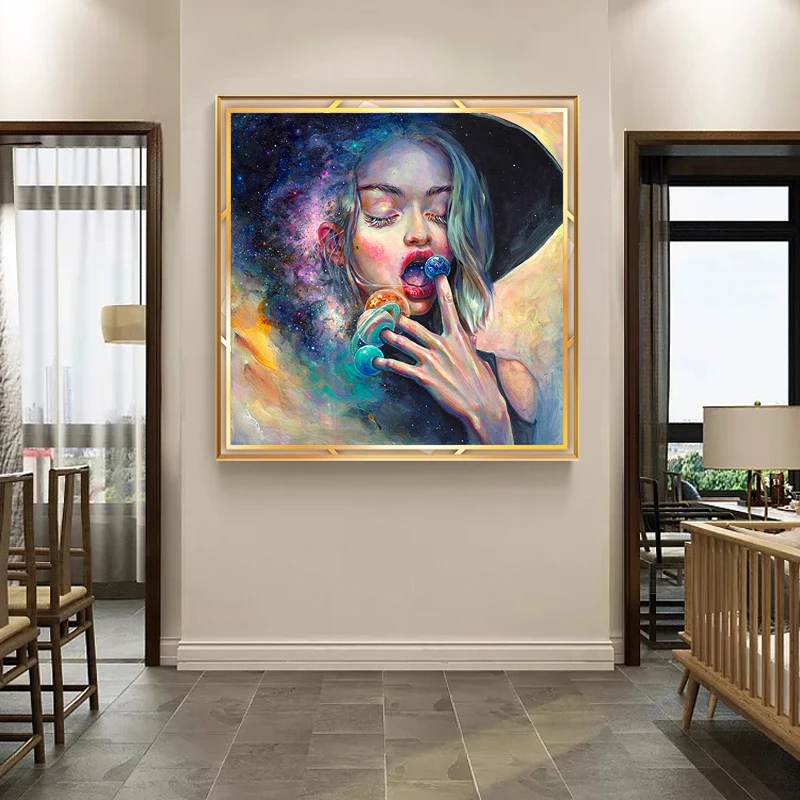 

Portrait Art Posters and Prints Wall Art Canvas Painting Abstract Watercolor Girl Pictures For Living Room Home Decor No Frame