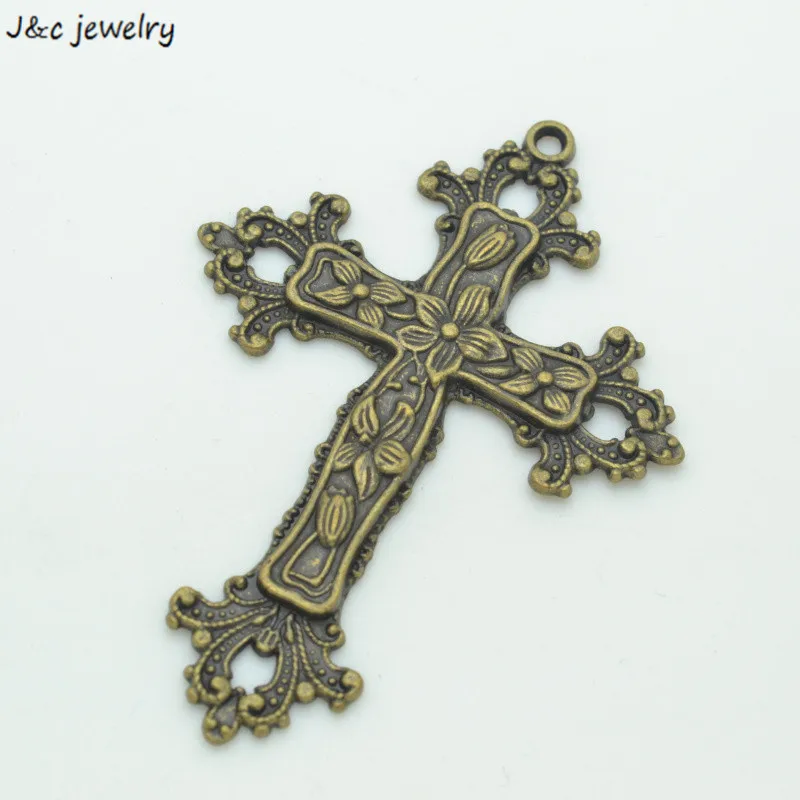 Wholesale 3pcs antique bronze plated Crosses charms DIY Jewelry Making 74*53mm 3540B