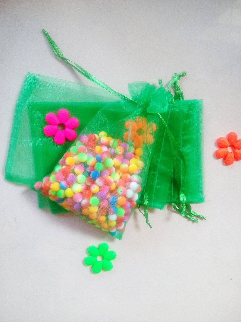 

1000pcs Grass green organza gift bags 11x16cm party bags for women event wed Drawstring bag Jewelry Display Bag diy accessories