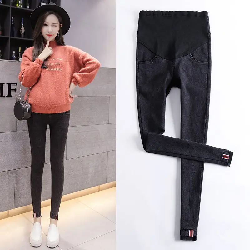 Pregnant women trousers autumn and winter pregnant women denim trousers pregnant women leggings maternity dress