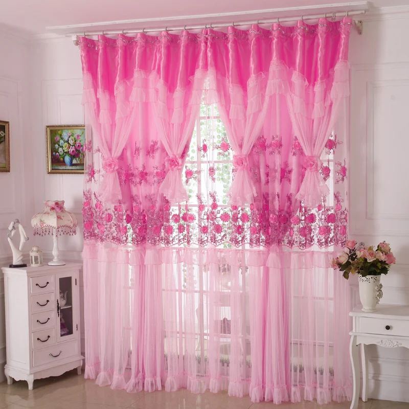 

Custom curtains Korean high-grade three-dimensional embroidery lace curtains the living room windows sheer voile curtain E300