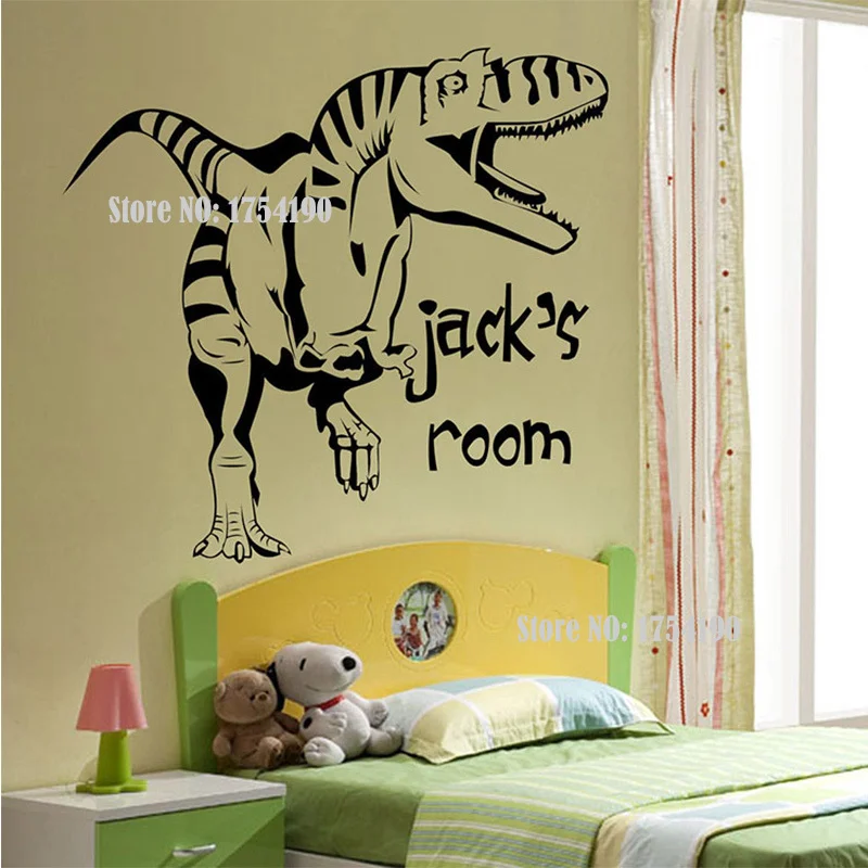 New Cartoon Removable Vinyl Wall Stickers for Kids Rooms Personalised Dinosaur Giant Wall Art Children Sticker Murals Decals