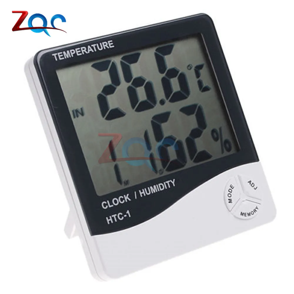 for HTC-1 Indoor Room LCD Electronic Temperature Humidity Meter Digital Thermometer Hygrometer Weather Station Alarm Clock