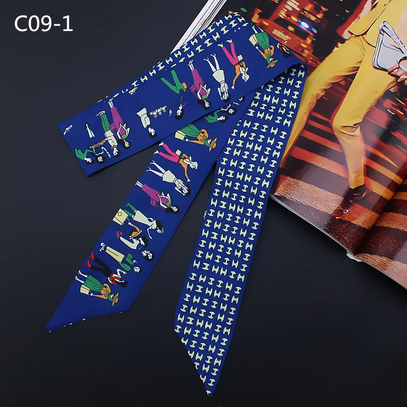 2018 Scarf New Design Paris holiday tied bag small ribbon Ms. twill silk scarves hair band head scarf