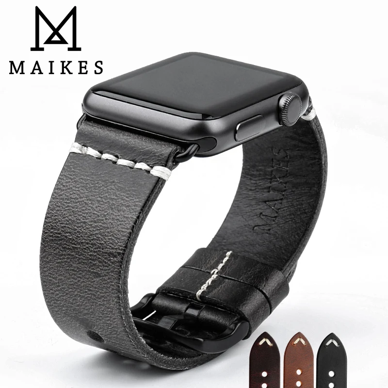 

Ремешок MAIKES из натуральной кожи для Apple Watch, браслет для iWatch Series 7 SE 6 5 4 3 2, 49 мм 44 мм 45 мм 42 мм 41 мм 40 мм