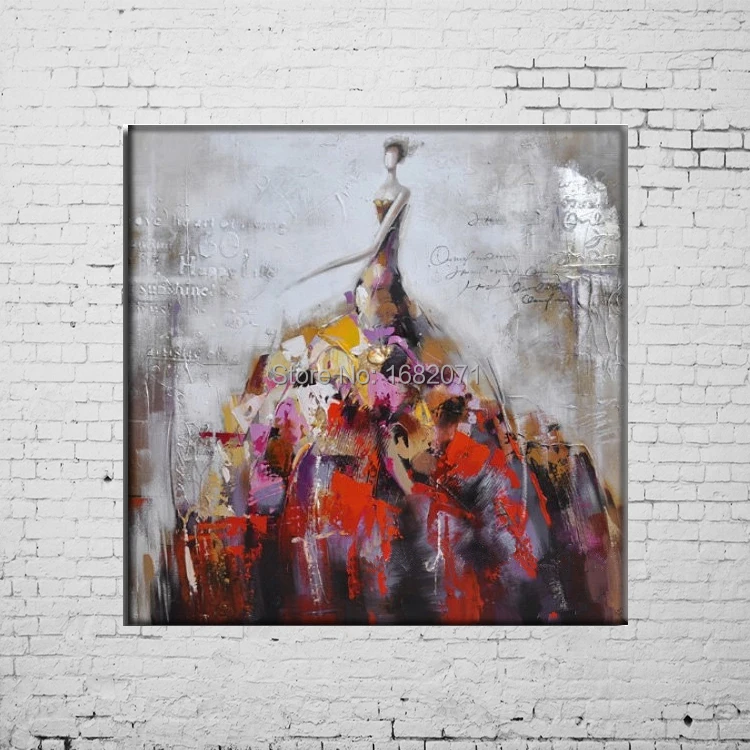 New Arrival Hand Painted Abstract Gorgeous Dress Oil Painting On Canvas Abstract Dancer With Dress Decorative Oil Painting