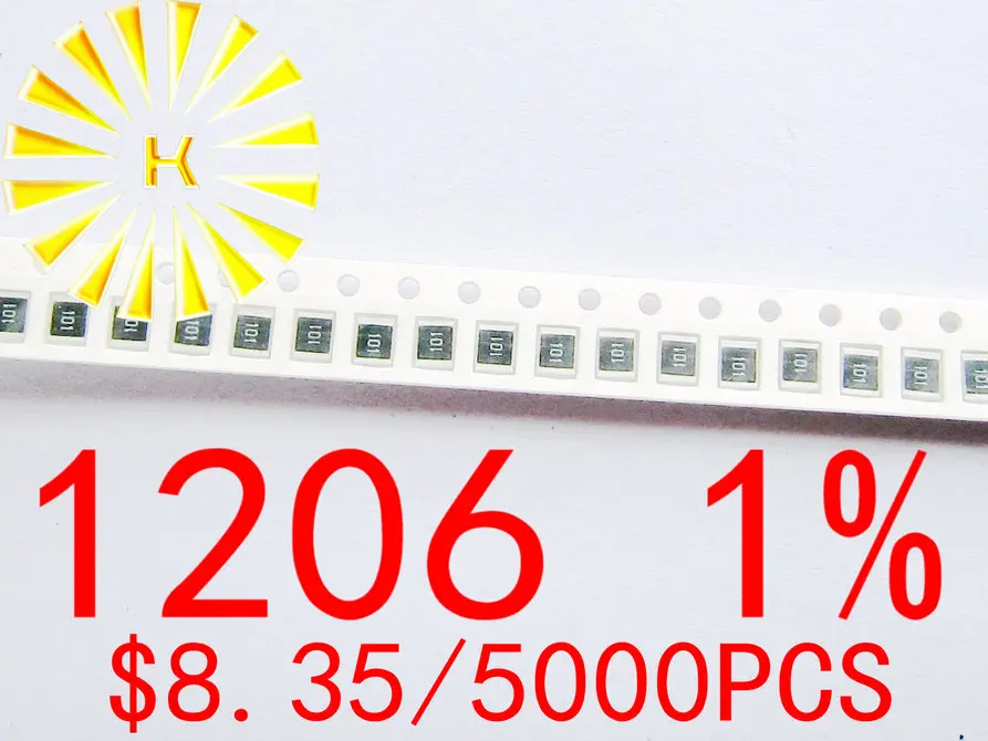 

1206 1% Chip Resistors 0.1-0.91R 1R-10M 1/4W SMD Resistor x 5000PCS