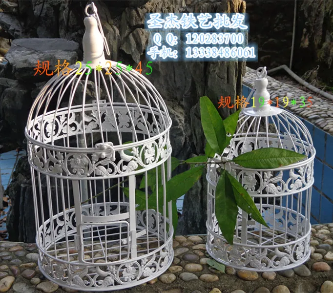 Fashion iron wrought  birdcage white decoration hanging bird cage