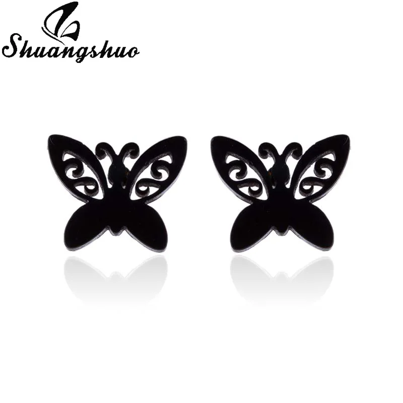 Shuangshuo Animal Butterfly Earings For Women Stud Earrings Stainless Steel Tiny oorbellen Pendientes Small Earing brinco