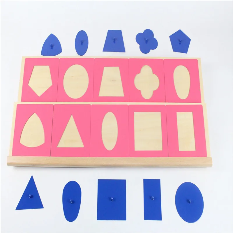 Baby Toy Montessori Professional Quality Metal Insets Set/10 with Base Early Childhood Education Preschool Geometrical Shapes